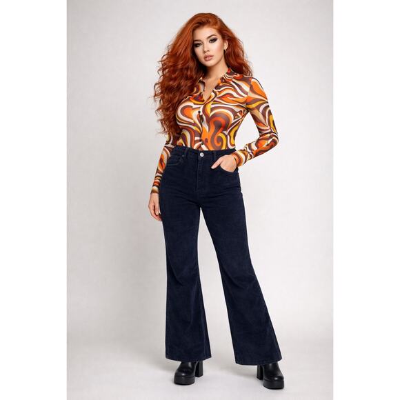 Levi’s Ribcage Bell Corduroy Jeans Black High Rise Flare W30 L32 NWT